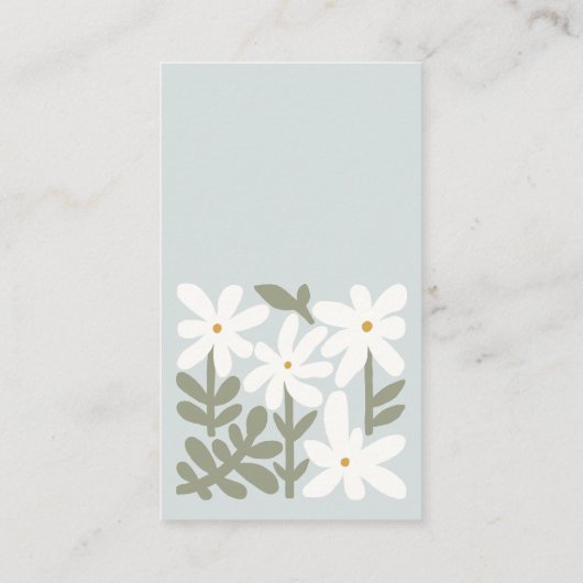 Dusky Blue Retro Floral Diaper Raffle Baby Dusche Begleitkarte (Rückseite)