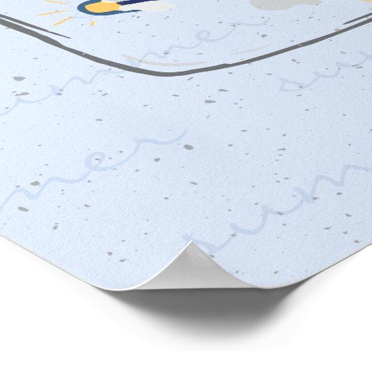 Dusky Blue Rough Sketch Fireflies in Mason Jar Poster (Ecke)