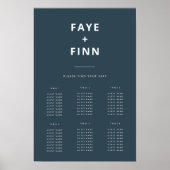 Dusky Blue | Skandinavische Hochzeitsstichtabelle Poster (Vorne)
