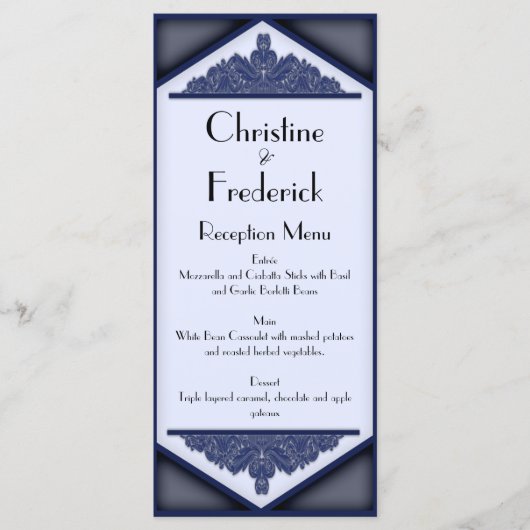 Dusky Blue Vintag, Hochzeitsmenü und Programm (Vorderseite)
