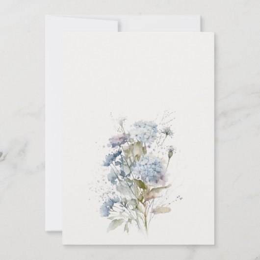 Dusky Blue Watercolor Hütte Blumenzwiebeln Dankeskarte (Rückseite)