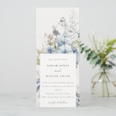 Dusky Blue Watercolor Hütte Blumenzwiebeln Einladung (Stehend Vorderseite)