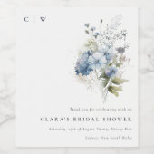 Dusky Blue Watercolor Hütte Brautparty Weinetikett (Einzelnes Label)