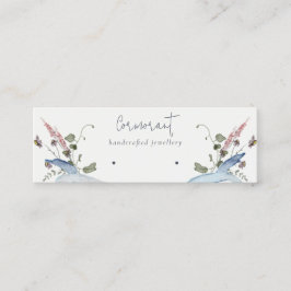 Dusky Blue Wildblume Ribbon Stud Loop Hoop Holder Mini Visitenkarte