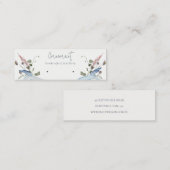 Dusky Blue Wildblume Ribbon Stud Loop Hoop Holder Mini Visitenkarte (Vorne/Hinten)