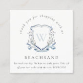 Dusky Blue Wildblume Wappen Vielen Dank für Ihr In Quadratische Visitenkarte (Vorderseite)