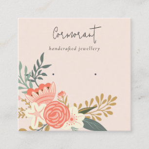 Dusky Blush Ambrosia Floral Stud Earring Holder Quadratische Visitenkarte