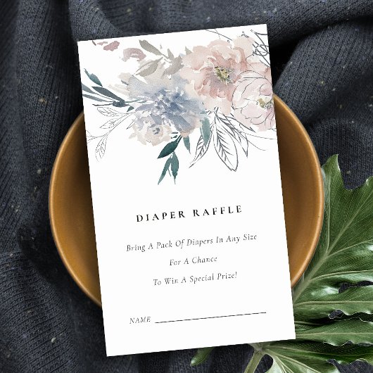 Dusky Blush Floral Diaper Raffle Baby Dusche Begleitkarte