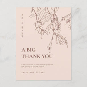DUSKY BLUSH LINE ZEICHNEND FLÜSSIGKEIT DANKE ANKÜNDIGUNGSPOSTKARTE