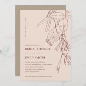 DUSKY BLUSH LINIE ZEICHNEND FLORA BRAUTPARTY CARD DANKESKARTE (Vorne/Hinten)