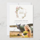 Dusky Blush Pink Wildblume Wappen Foto Abschluss Ankündigung (Vorderseite)