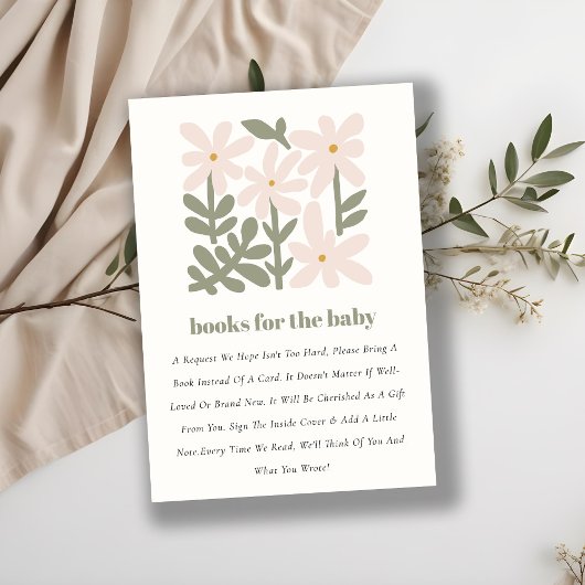 Dusky Blush Retro Minimal florale Bücher für Baby Begleitkarte