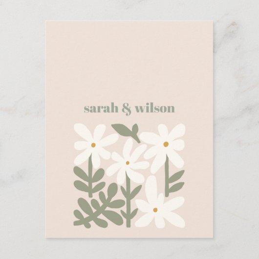 Dusky Blush Retro Minimale Blumenzwiebeldetails Begleitkarte (Rückseite)