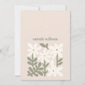 Dusky Blush Retro Minimaler Blumengeburt Einladung (Rückseite)