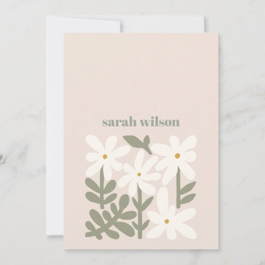 Dusky Blush Retro Minimaler Blumengeburt Einladung (Rückseite)