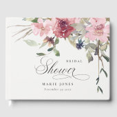 Dusky Blush Rose Wildblume Brautparty Gästebuch (Vorderseite)