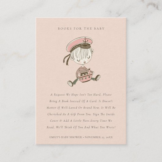 Dusky Blush Sailor Nautical Books for Baby Shootin Begleitkarte (Vorderseite)