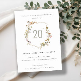 Dusky Blush Wildblume Wappen Hochzeit Jahrestag Einladung