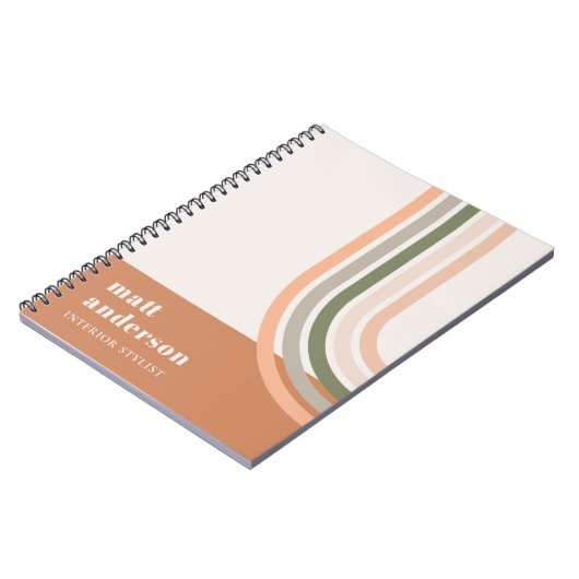 Dusky Bold Retro Rainbow Wüste Chic Blush Rust Notizblock (Linke Seite)