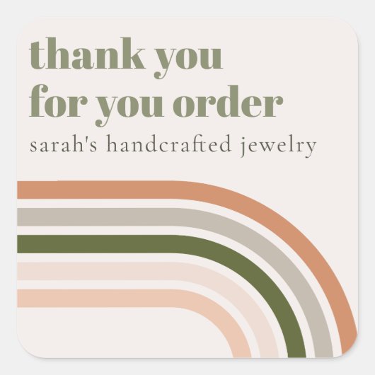 Dusky Bold Retro Rainbow Wüste Danke Business Quadratischer Aufkleber (Vorderseite)