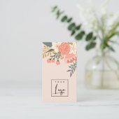 Dusky Chic Orange Blush Peach Ambrosia Floral Logo Visitenkarte (Stehend Vorderseite)