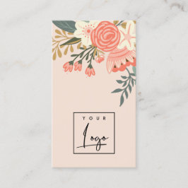Dusky Chic Orange Blush Peach Ambrosia Floral Logo Visitenkarte