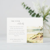 Dusky Coastal Beach Sun Seascape Hochzeitsdetails Begleitkarte (Stehend Vorderseite)