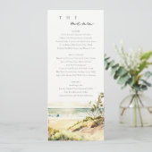 Dusky Coastal Beach Sun Seascape Wedding Menu Card Einladung