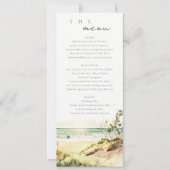 Dusky Coastal Beach Sun Seascape Wedding Menu Card Einladung (Vorderseite)