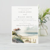 Dusky Coastal Sand Beach Seascape Paare Dusche Einladung (Stehend Vorderseite)