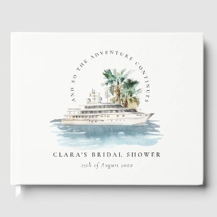 Dusky Cruise Ship Palm Seascape Brautparty Gästebuch