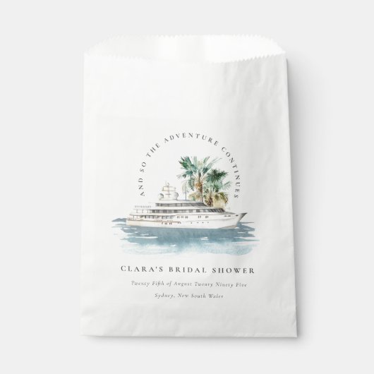 Dusky Cruise Ship Palm Seascape Brautparty Geschenktütchen (Vorderseite)