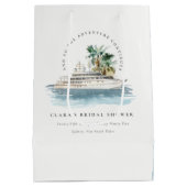Dusky Cruise Ship Palm Seascape Brautparty Mittlere Geschenktüte (Rückseite)