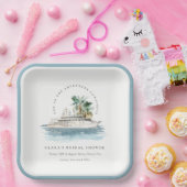 Dusky Cruise Ship Palm Seascape Brautparty Pappteller (Party)