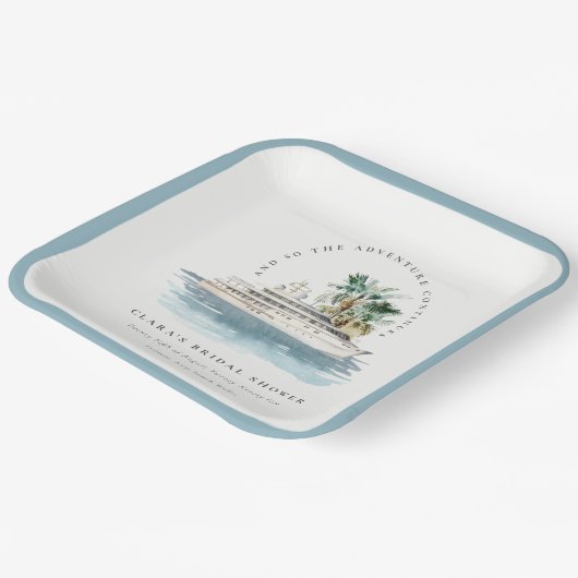Dusky Cruise Ship Palm Seascape Brautparty Pappteller (Gewinkelt)