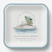 Dusky Cruise Ship Palm Seascape Brautparty Pappteller (Vorderseite)