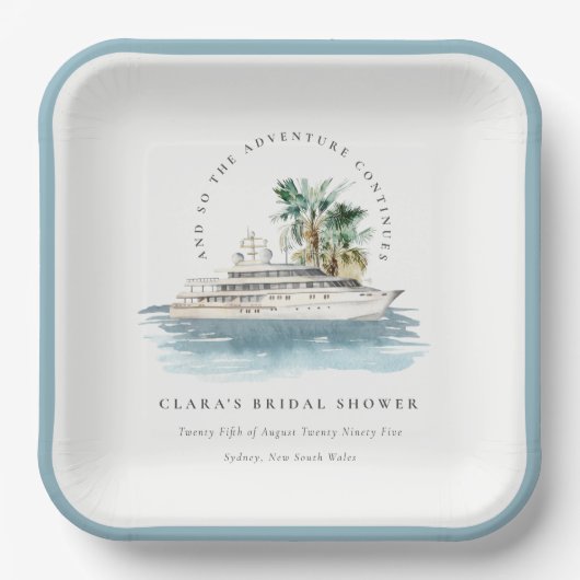 Dusky Cruise Ship Palm Seascape Brautparty Pappteller (Vorderseite)