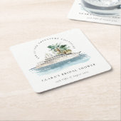 Dusky Cruise Ship Palm Seascape Brautparty Rechteckiger Pappuntersetzer (angewinkelt)