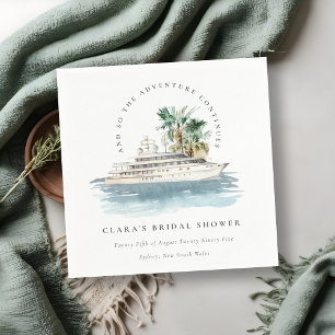 Dusky Cruise Ship Palm Seascape Brautparty Serviette