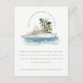 Dusky Cruise Ship Palm Seascape Hochzeitdetails Begleitkarte (Vorderseite)