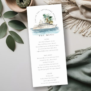 Dusky Cruise Ship Palm Seascape Wedding Menu Card Einladung