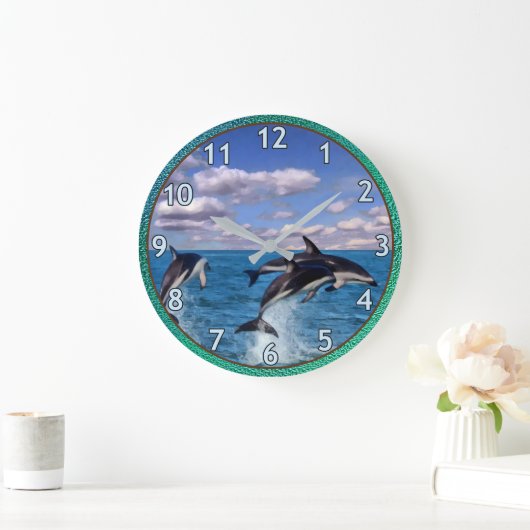 Dusky-Delphine Große Wanduhr (Zuhause)