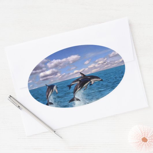 Dusky-Delphine Ovaler Aufkleber (Umschlag)