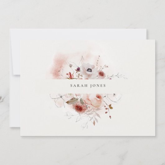 Dusky Fall Marsala Bloral Cross Foto Taufe Einladung (Rückseite)