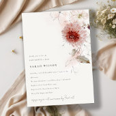 Dusky Fall Marsala Blush Bloral Baby Dusche Einladung