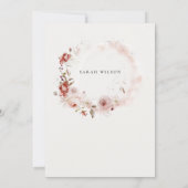 Dusky Fall Marsala Blush Bloral Baby Dusche Einladung (Rückseite)