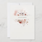 Dusky Fall Marsala Blush Bloral Cross Taufe Einladung (Rückseite)