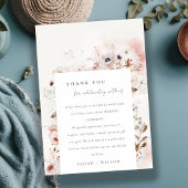 Dusky Fall Marsala Blush Blumenstrauß Hochzeit Dankeskarte