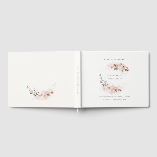 Dusky Fall Marsala Blush Blumenstrauß Hochzeit Gästebuch (Voll)