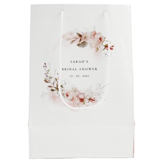 Dusky Fall Marsala Blush Brautparty Mittlere Geschenktüte (Rückseite)